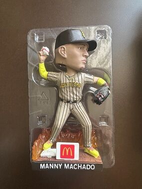 Manny Machado McDonald's Box Bobblehead Art with Yellow and Brown Accents
